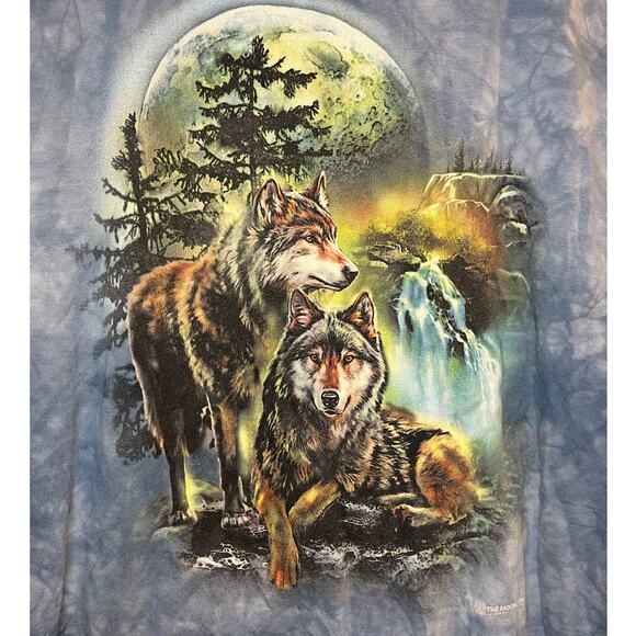 The Mountain Tie Dye Wolf Moon Graphic Print T-Shirt Size Medium Crew Neck - Picture 5 of 5